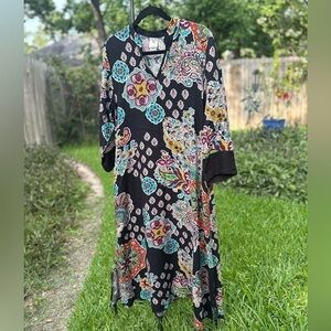 Natori  Black  Rayon Kimono Dress